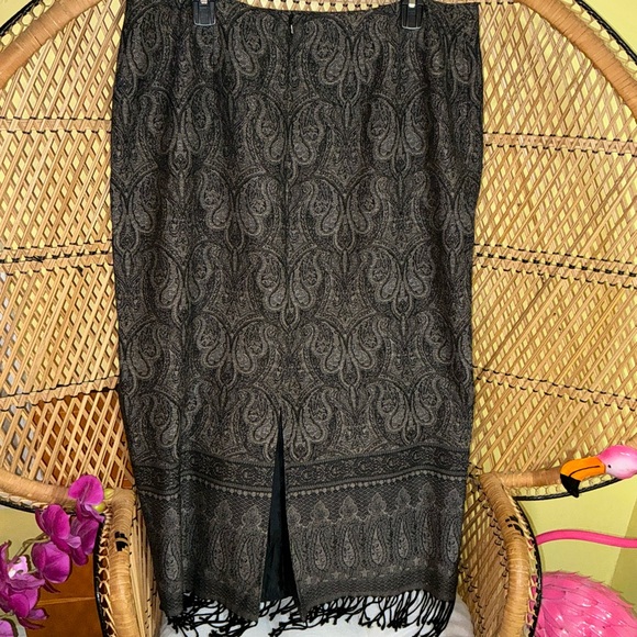 Vintage Talbots Paisley Boho Wool Midi Skirt Size 18 - Picture 6 of 12